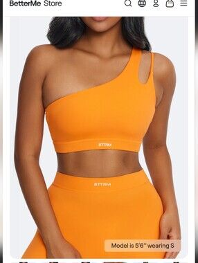 Better Me One-Shoulder Orange Sports Bra - BTTRM L